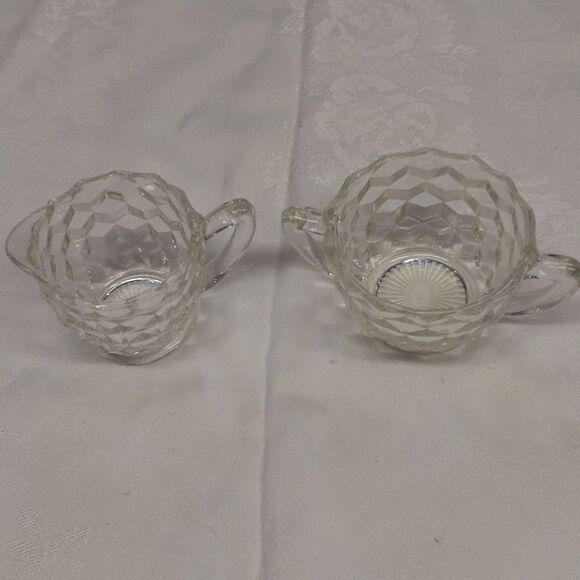 3 pc. Antique,1928, FOSTORIA“American” Pattern #2056, Creamer, Sugar, & dish. - Picture 2 of 13